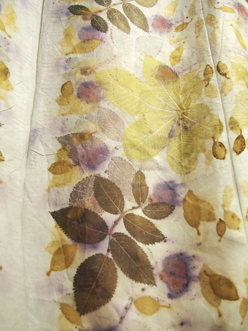 Sciarpa Ecoprint 100% Seta, n°2 varianti, Tintura Naturale
