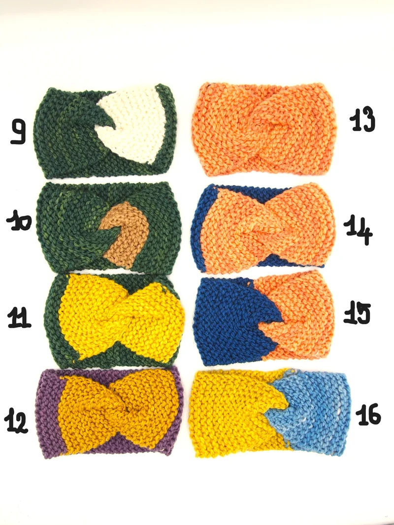 Fascia copri orecchie 100% Lana, 15 varianti, Tintura Naturale