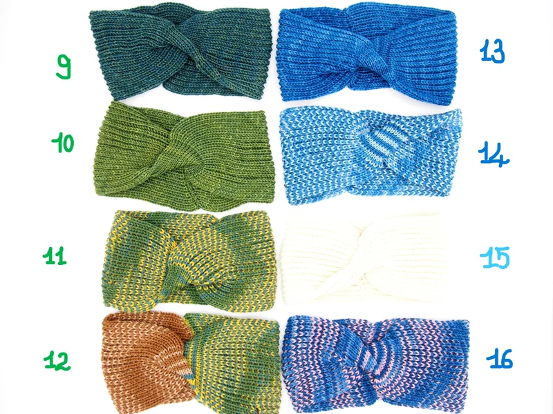 Fascia copri orecchie 100% Lana Merinos, 10 tonalità, Tintura Naturale