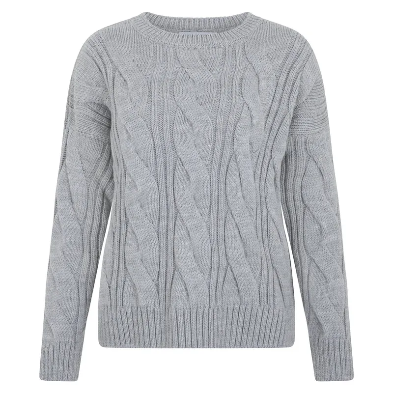 Womens Chunky Merino Wool Cable Jumper