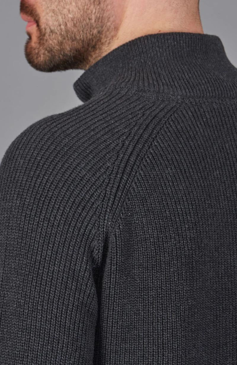 Mens Midweight Cotton Zip Neck Jumper
