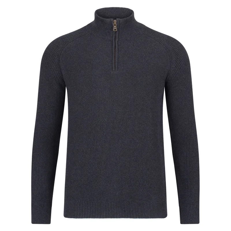 Mens Midweight Cotton Zip Neck Jumper