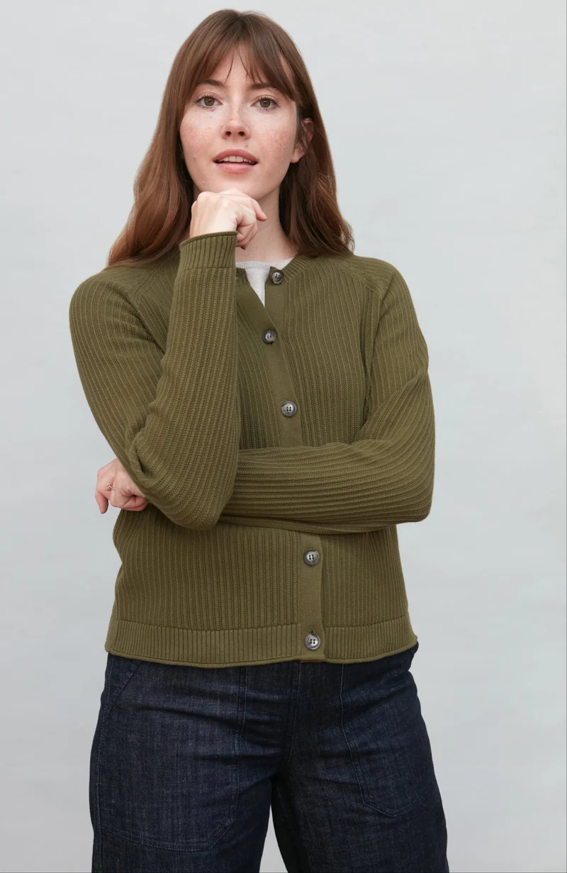 Womens Lightweight Cotton Textured Cardigan