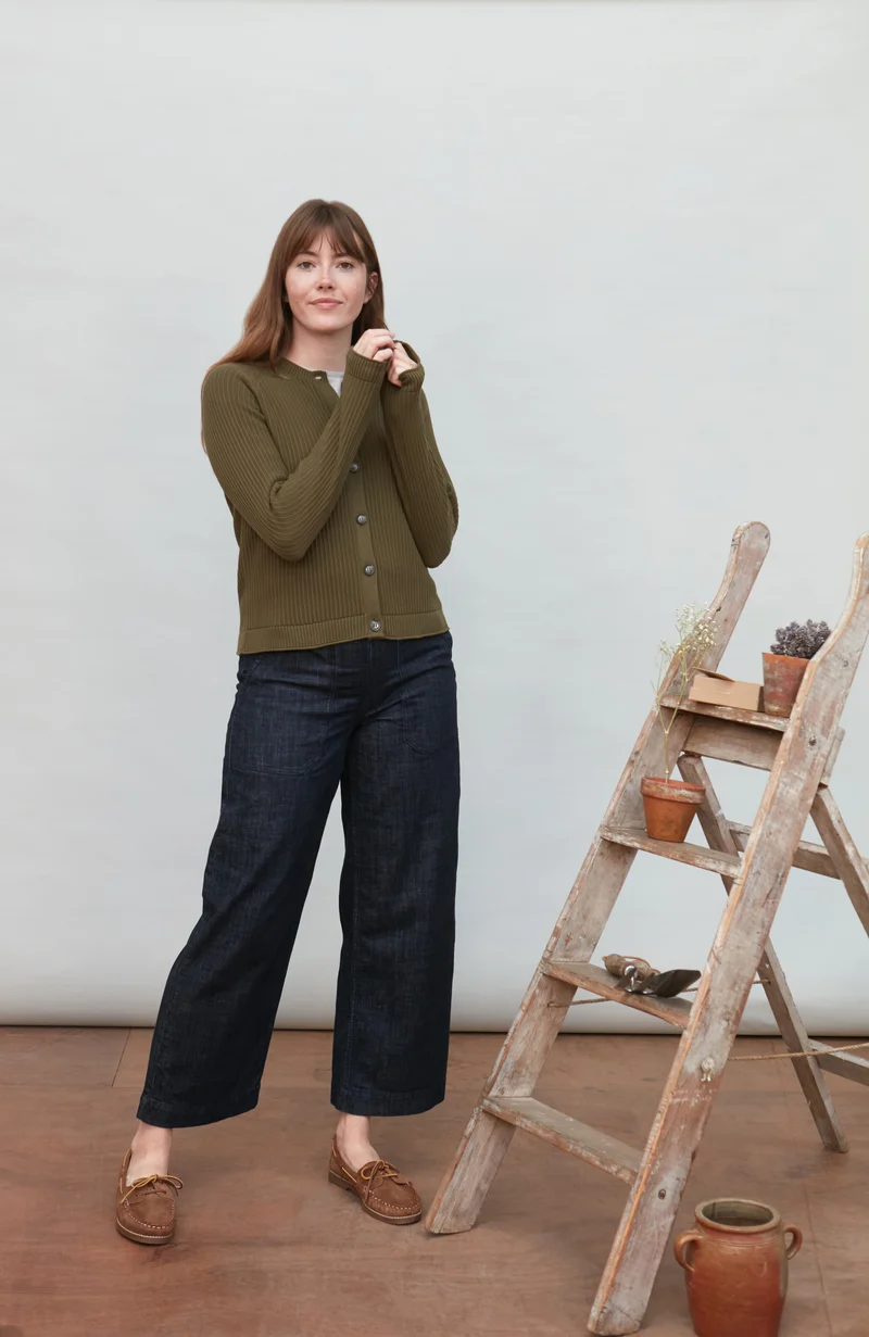 Womens Lightweight Cotton Textured Cardigan