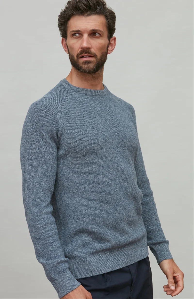 Mens Lightweight Cotton Fisherman Rib Jumper
