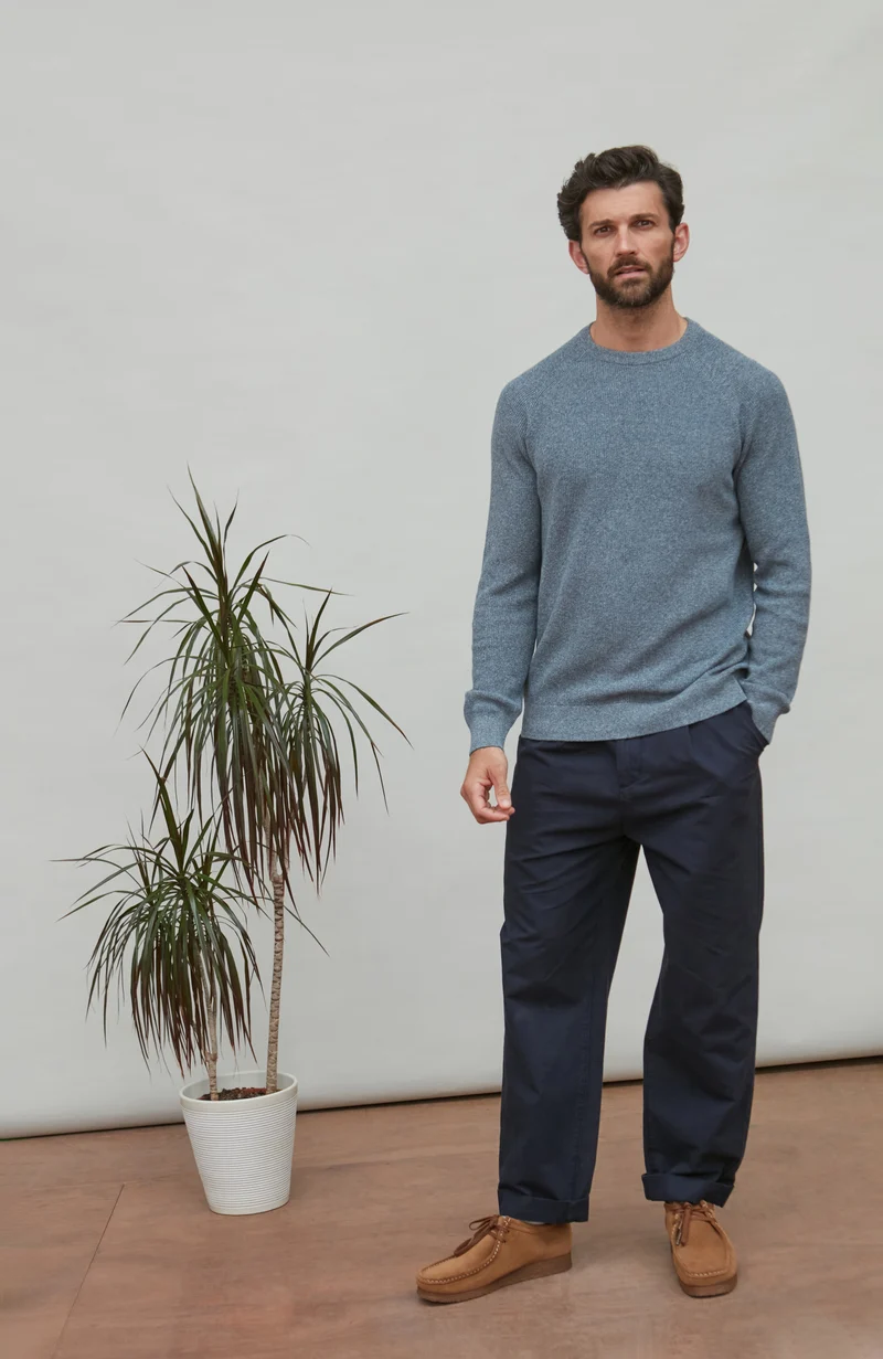 Mens Lightweight Cotton Fisherman Rib Jumper