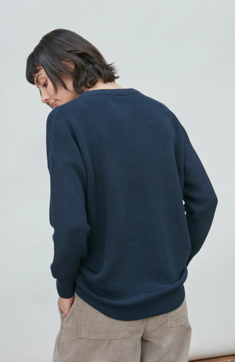Womens Cotton Ribbed Crew Neck Jumper