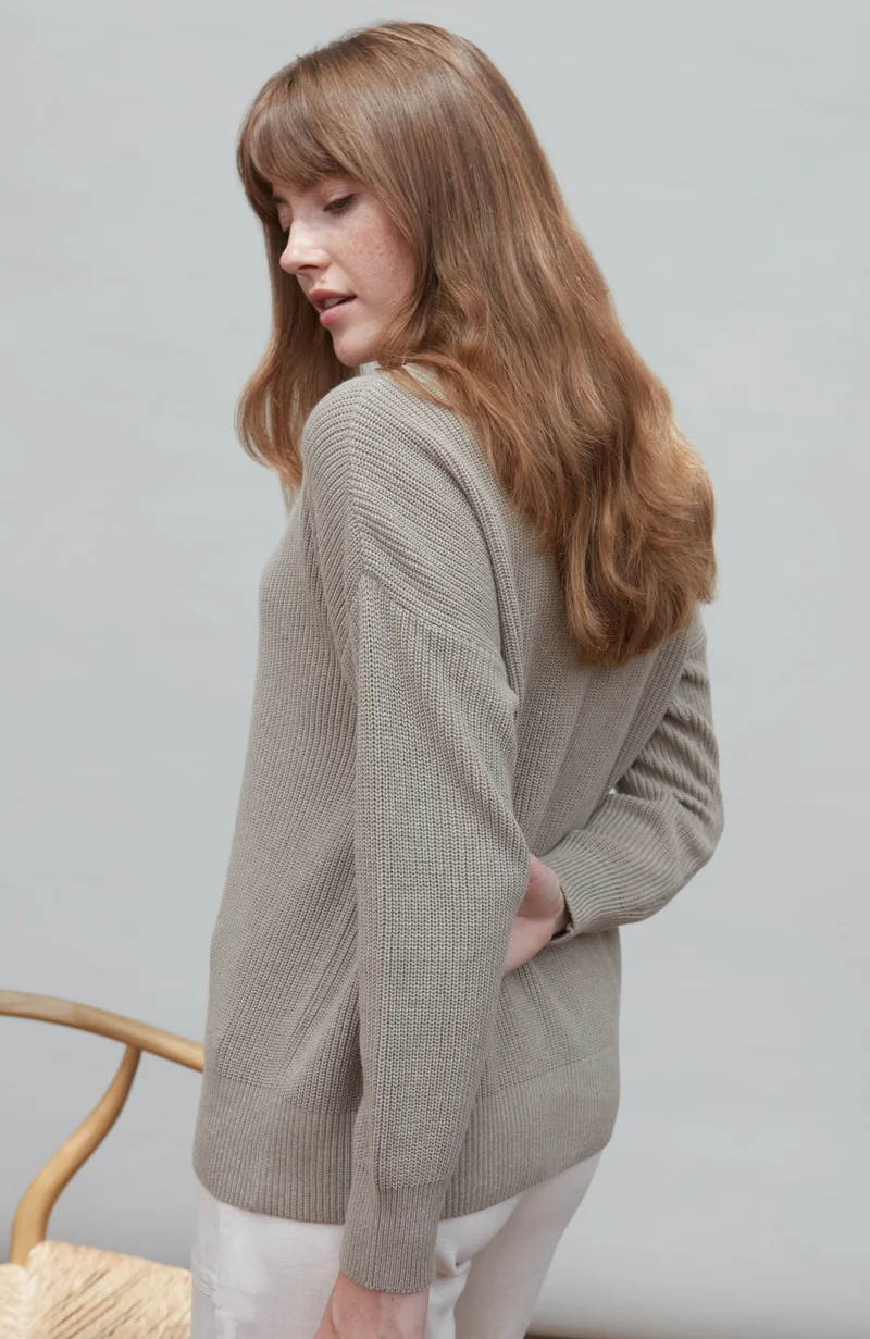 Womens Cotton Ribbed Crew Neck Jumper