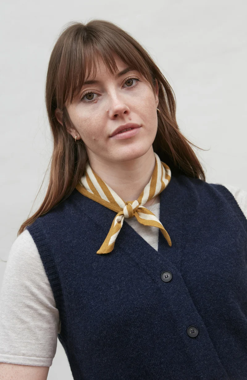 Organic Cotton Linen Striped Mini Neckerchief