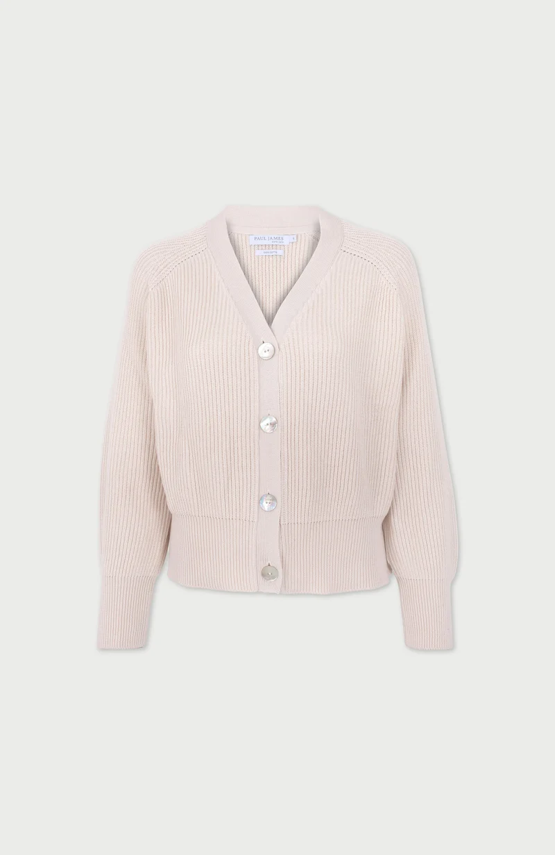 Womens Cotton Oversized V Neck Ribbed Cardigan