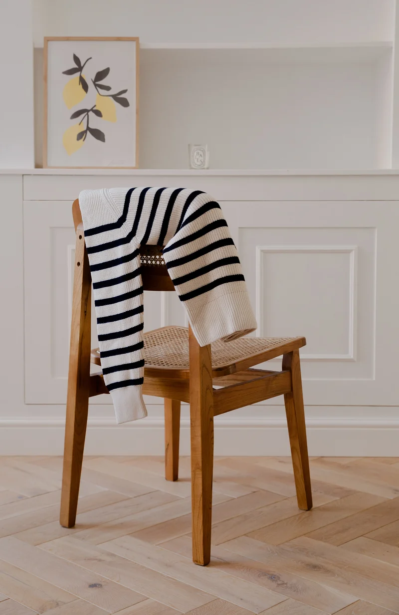 Womens Cotton Ribbed Breton Jumper