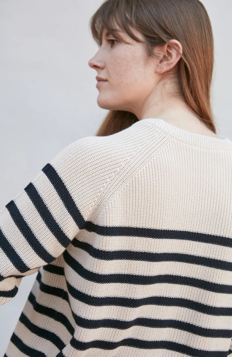 Womens Cotton Ribbed Breton Jumper