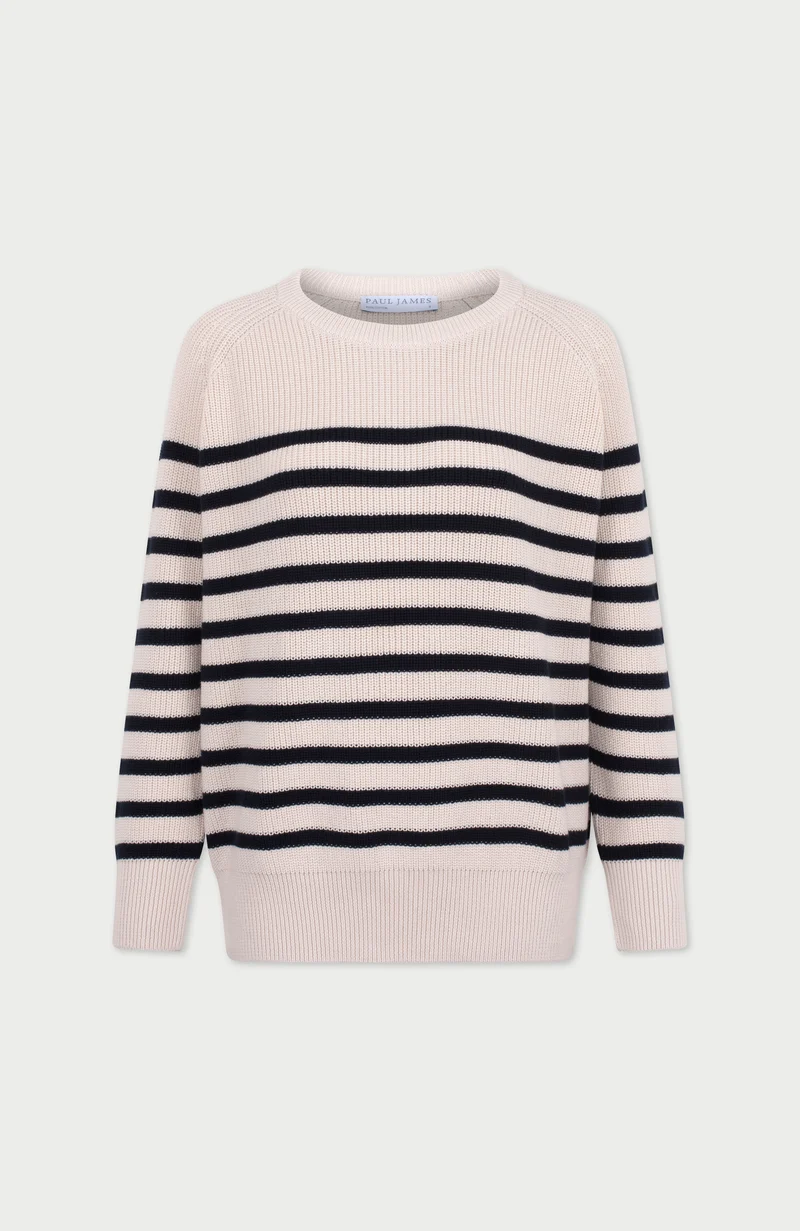 Womens Cotton Ribbed Breton Jumper