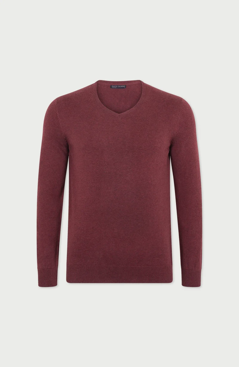 Mens Lightweight Cotton V-Neck Jumper