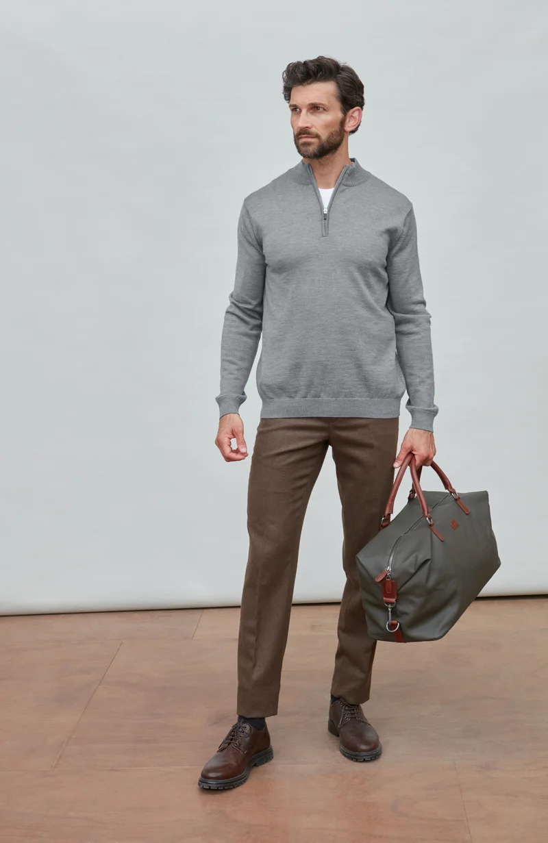 Mens Extra Fine Merino Wool Quarter Zip Jumper