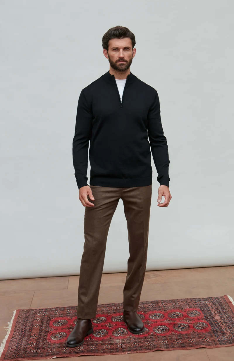 Mens Extra Fine Merino Wool Quarter Zip Jumper