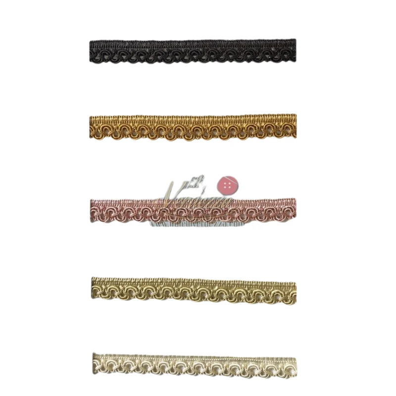 PASSAMANERIA A ONDE COLORE NERO, ORO, ROSA, NOCCIOLA E PANNA