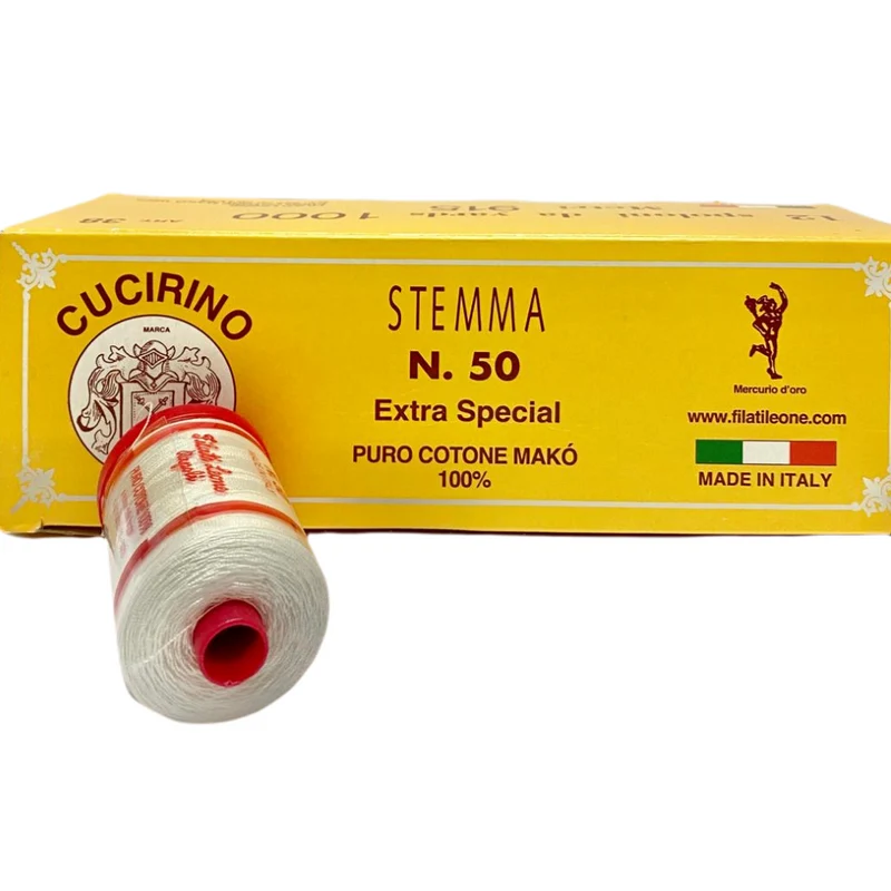 COTONE CUCIRINO STEMMA PURO COTONE MAKÒ 100% N.50 SPOLETTE DI COTONE-COTONE PER LA MACCHINA DA CUCIRE
