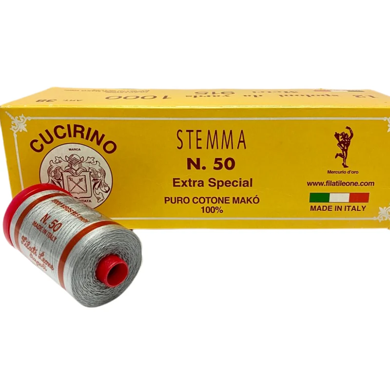 COTONE CUCIRINO STEMMA PURO COTONE MAKÒ 100% N.50 SPOLETTE DI COTONE-COTONE PER LA MACCHINA DA CUCIRE