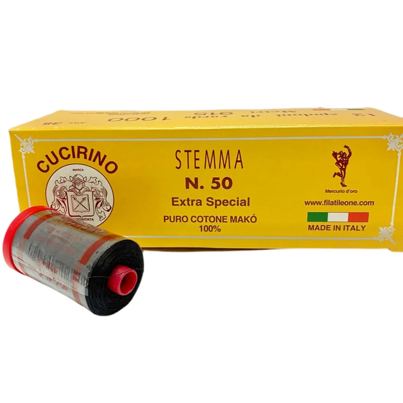 COTONE CUCIRINO STEMMA PURO COTONE MAKÒ 100% N.50 SPOLETTE DI COTONE-COTONE PER LA MACCHINA DA CUCIRE