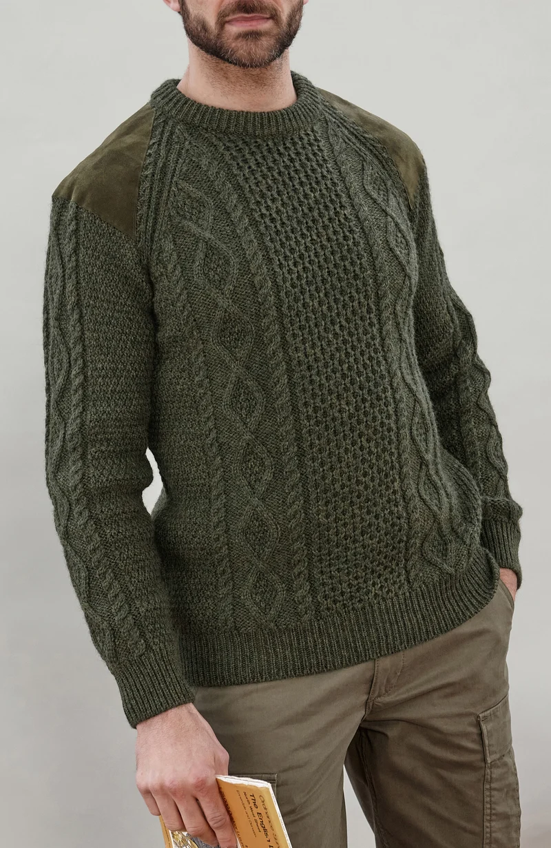 Mens Chunky Merino Wool Shooting Jumper