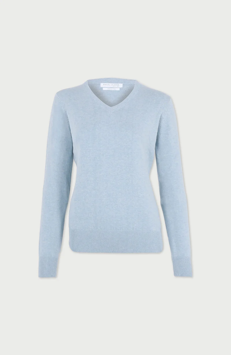 Womens Pure Cotton V-Neck Jumper