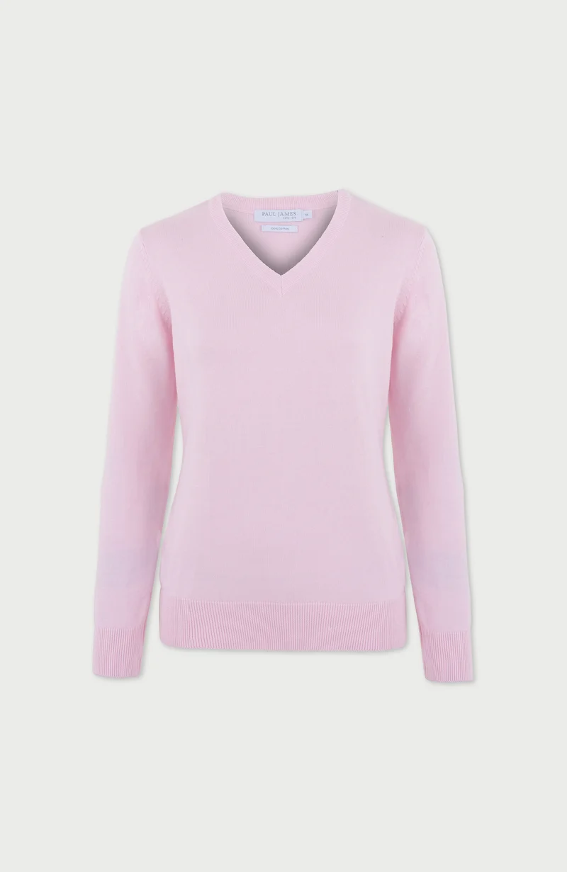Womens Pure Cotton V-Neck Jumper