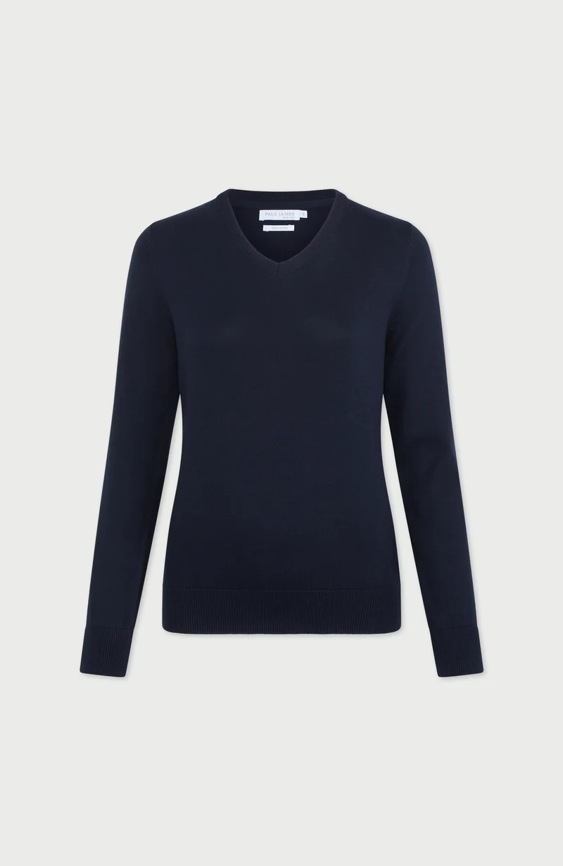Womens Pure Cotton V-Neck Jumper