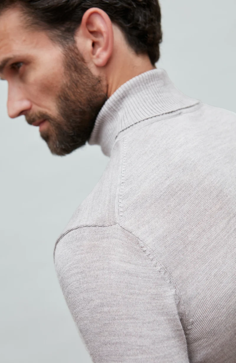 Mens Extra Fine Merino Wool Roll Neck Jumper