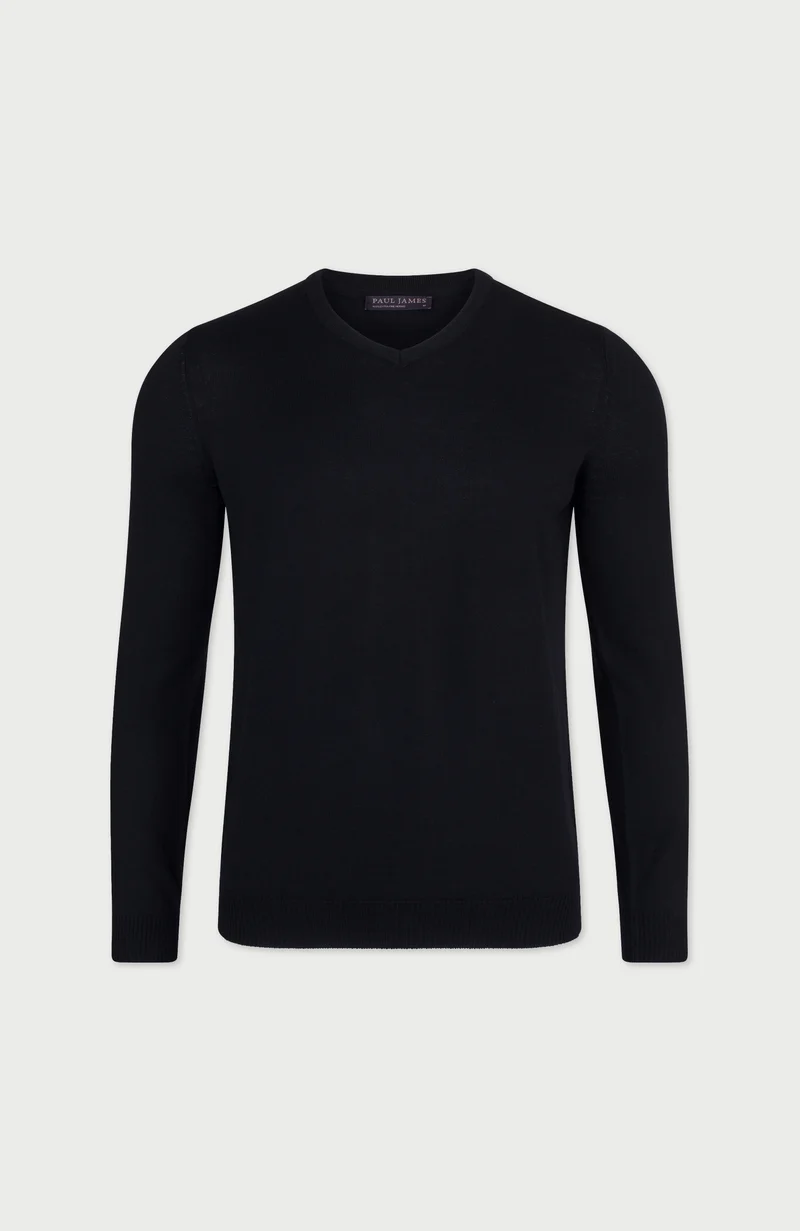 Mens Extra Fine Merino Wool V-Neck Jumper