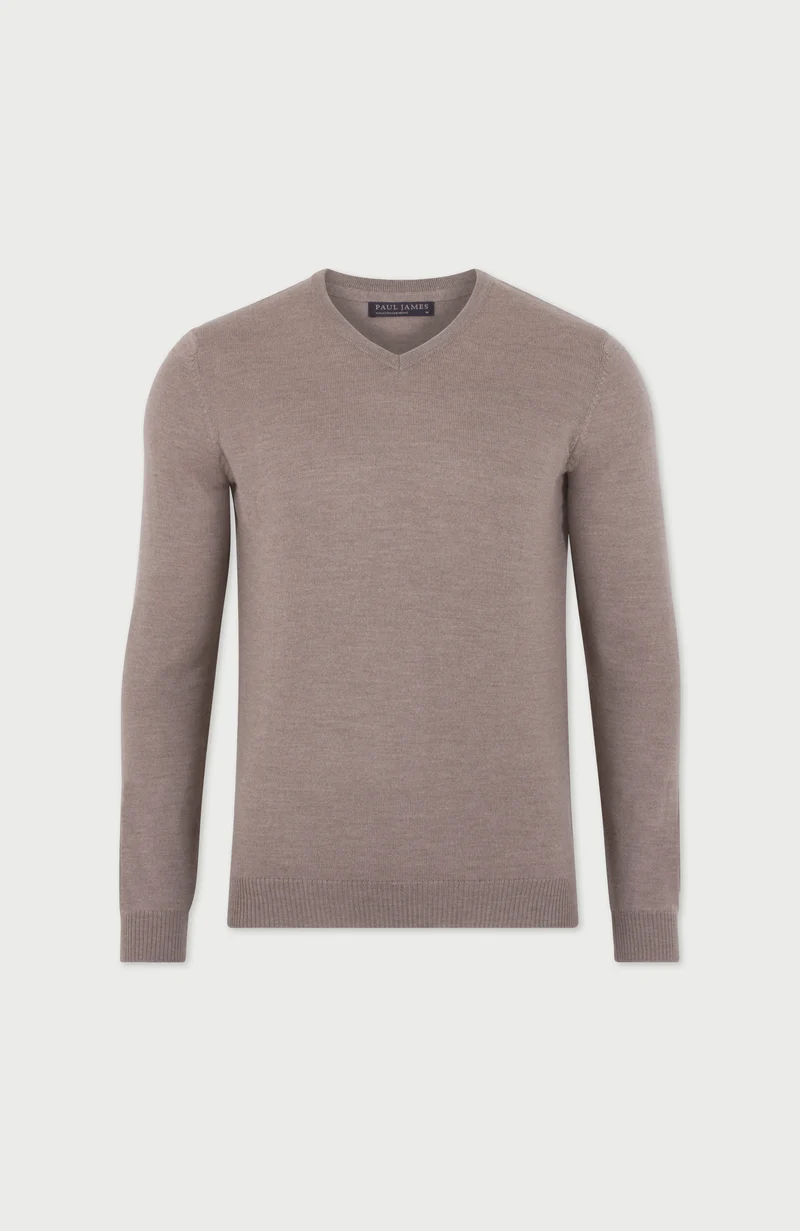 Mens Extra Fine Merino Wool V-Neck Jumper
