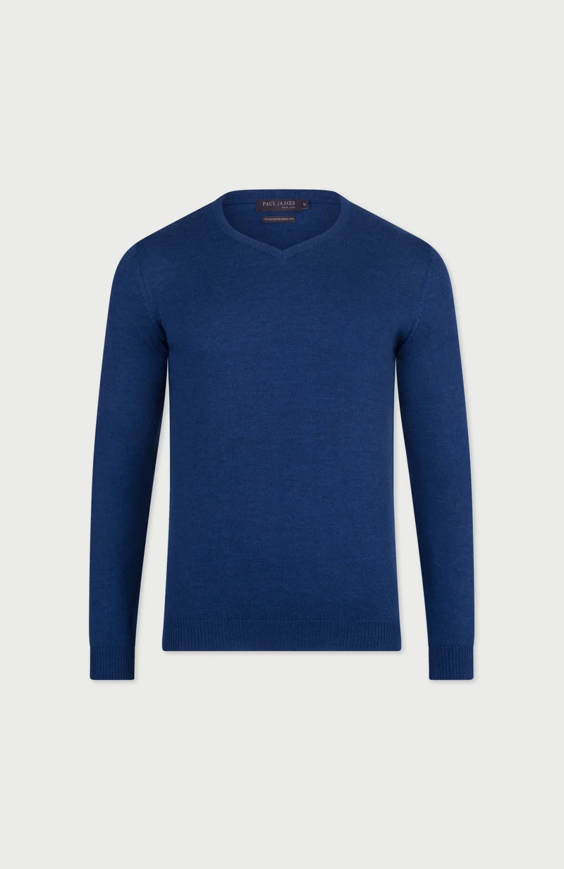 Mens Extra Fine Merino Wool V-Neck Jumper