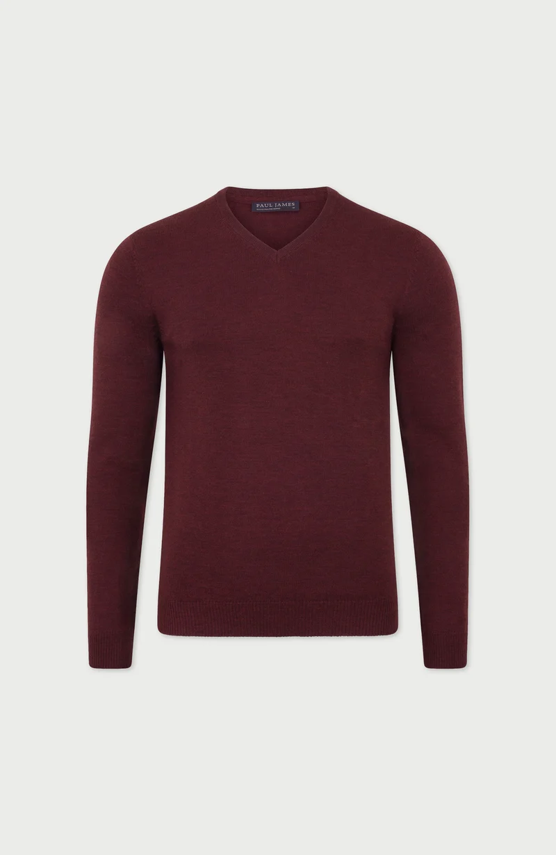 Mens Extra Fine Merino Wool V-Neck Jumper