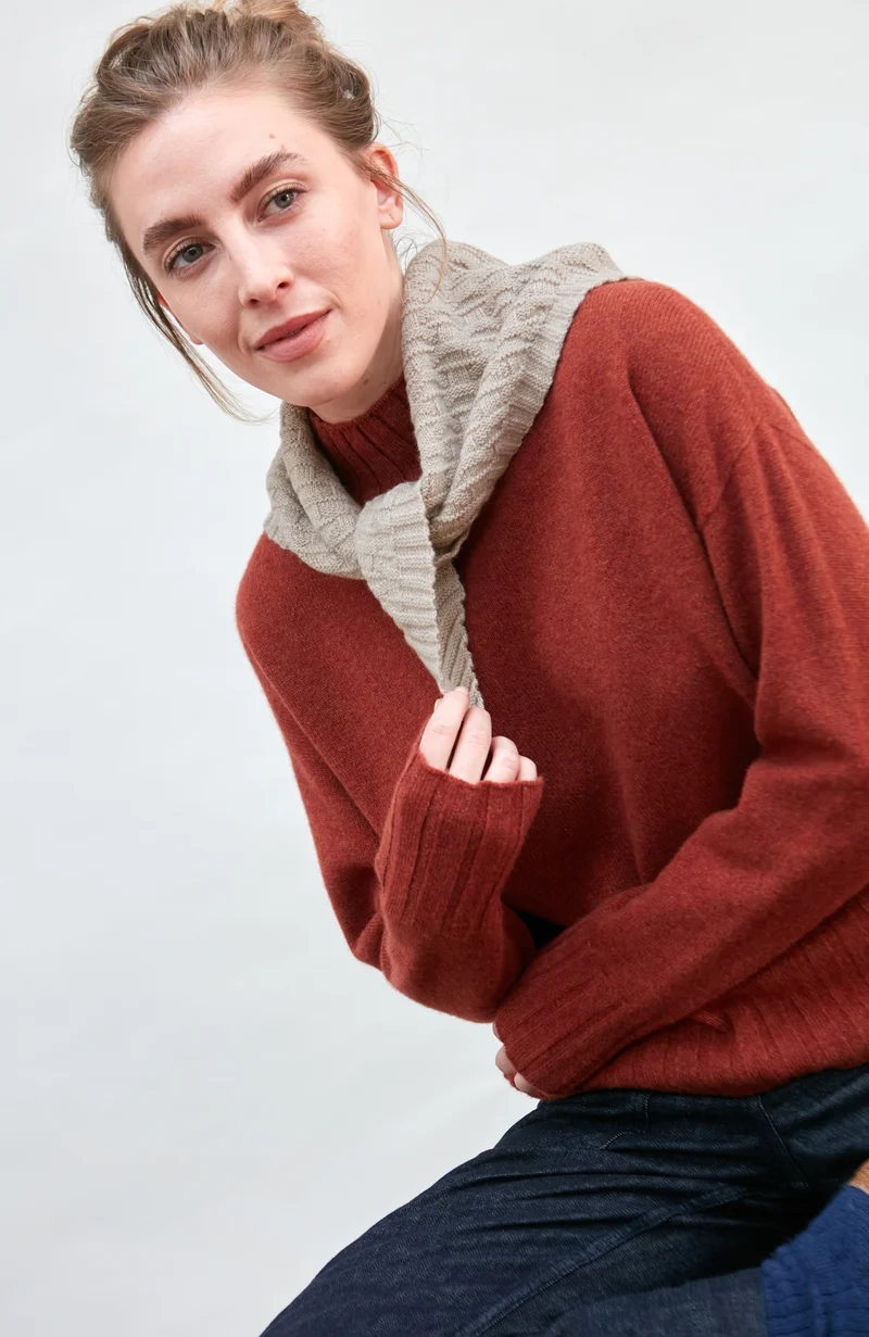 Merino Cashmere Textured Triangle Scarf