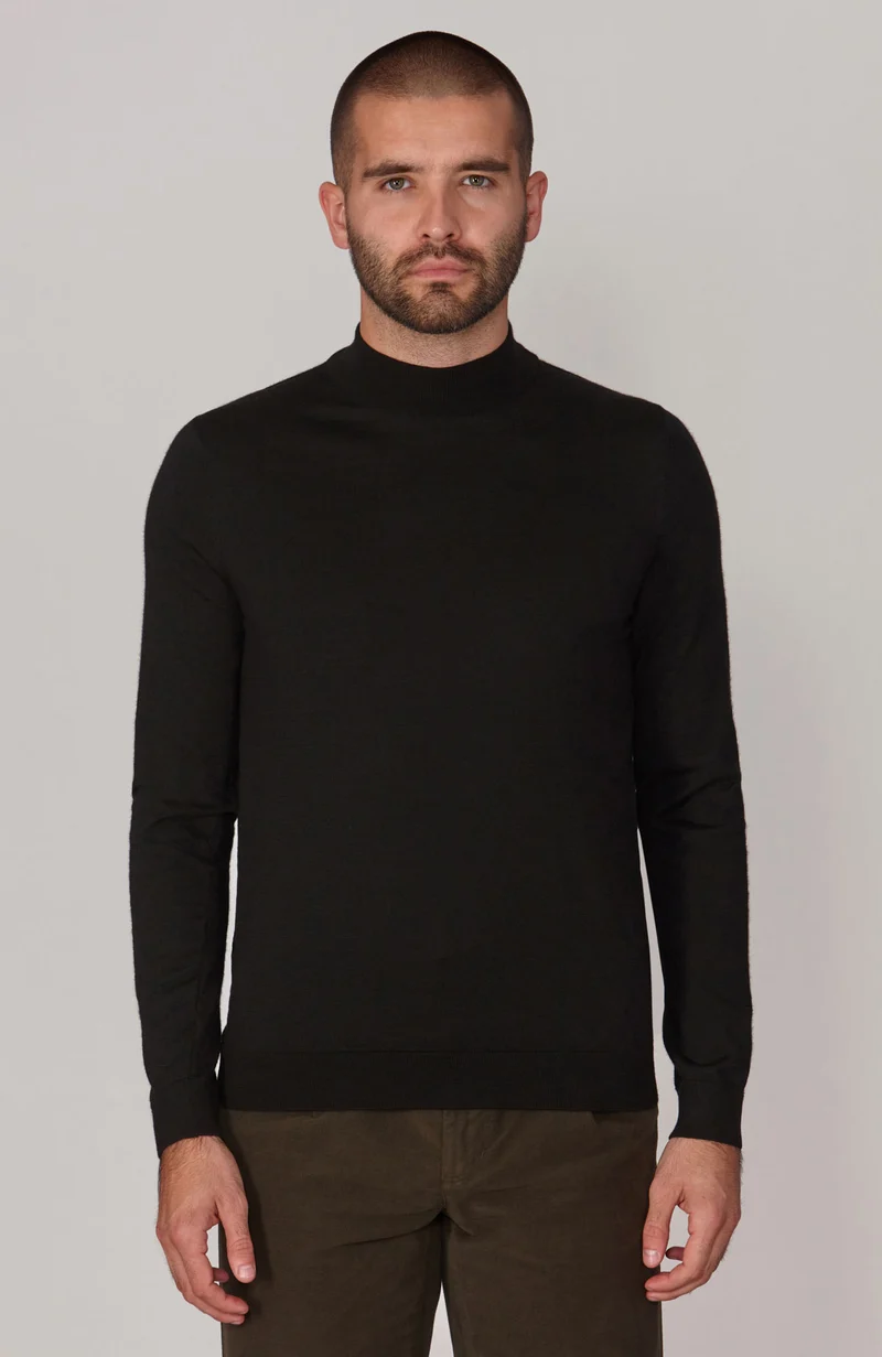 Mens Superfine Merino Mock Turtle Neck Jumper
