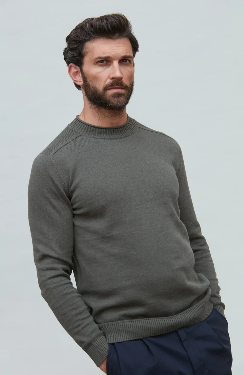 Mens Lightweight Organic Cotton Linen Saddle Shoulder Jumper
