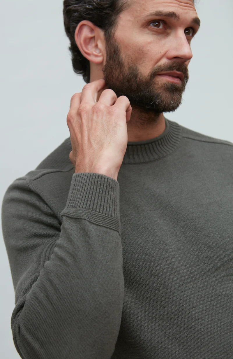 Mens Lightweight Organic Cotton Linen Saddle Shoulder Jumper