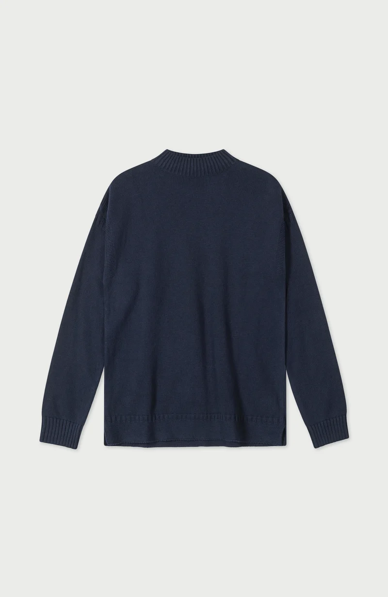 Mens Midweight Organic Cotton Linen Mock Neck Gansey Jumper