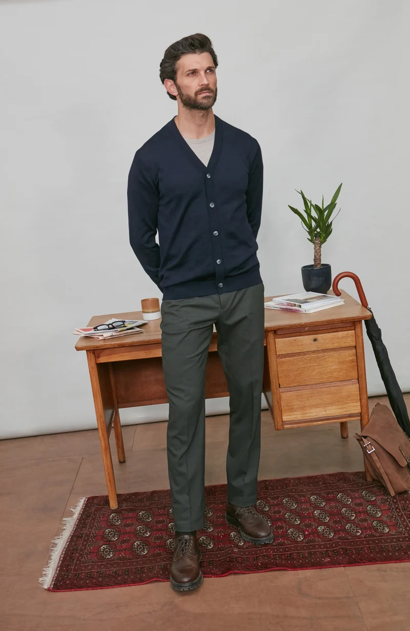 Mens Extra Fine Merino Wool Cardigan