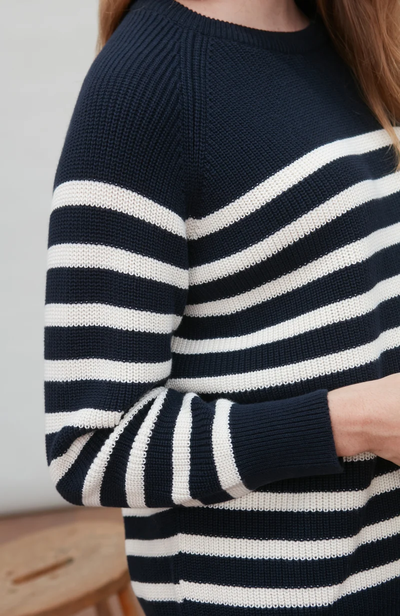 Womens Cotton Ribbed Breton Jumper