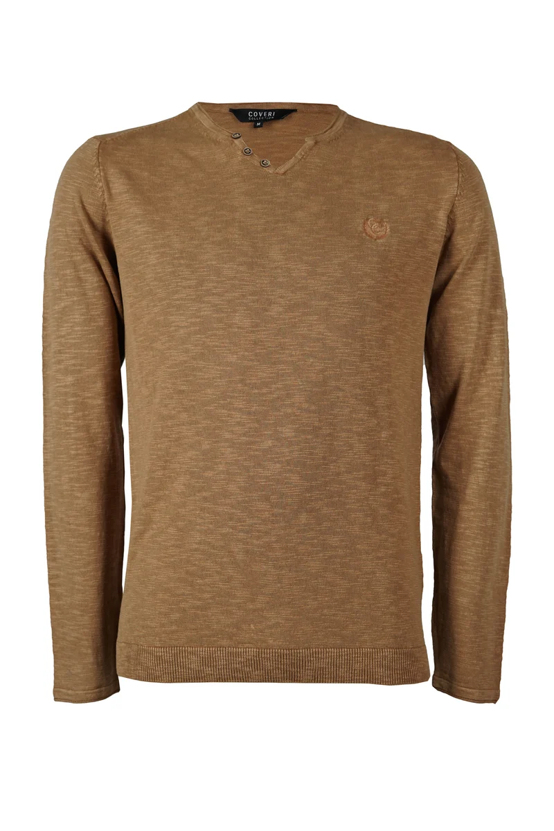 Maglia sottile in cotone slub con scollo a v serafino
