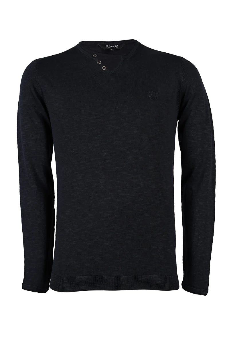 Maglia sottile in cotone slub con scollo a v serafino