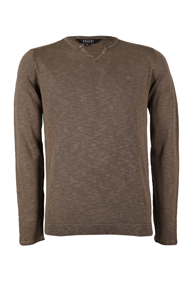 Maglia sottile in cotone slub con scollo a v serafino