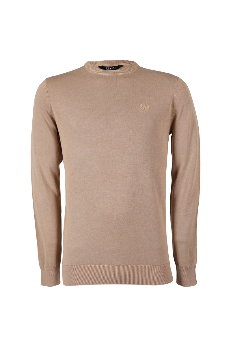 Pullover girocollo uomo in puro cotone con logo ricamato