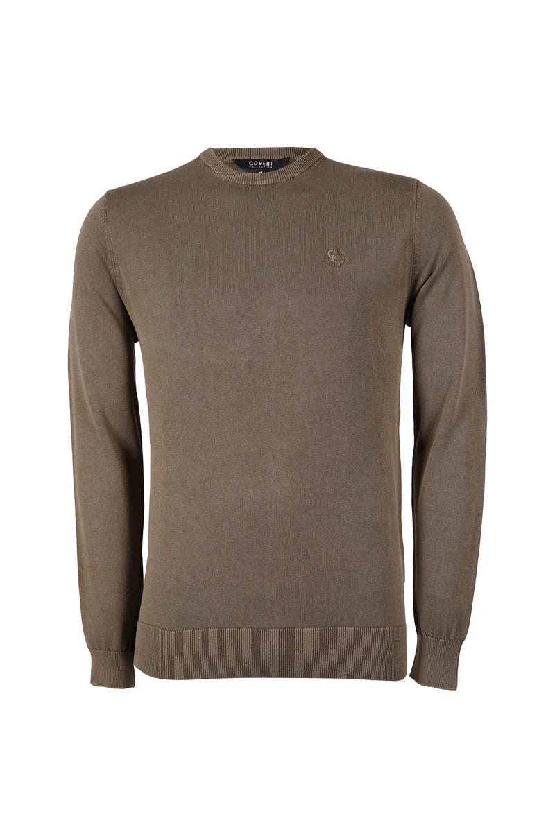 Pullover girocollo uomo in puro cotone con logo ricamato