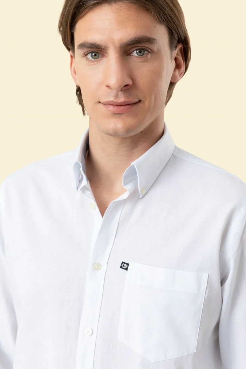 Camicia Button Down in misto lino cotone