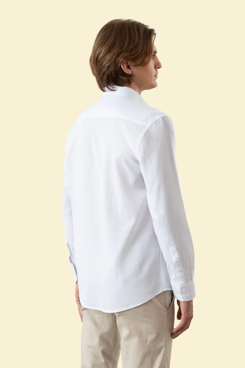 Camicia Button Down in misto lino cotone