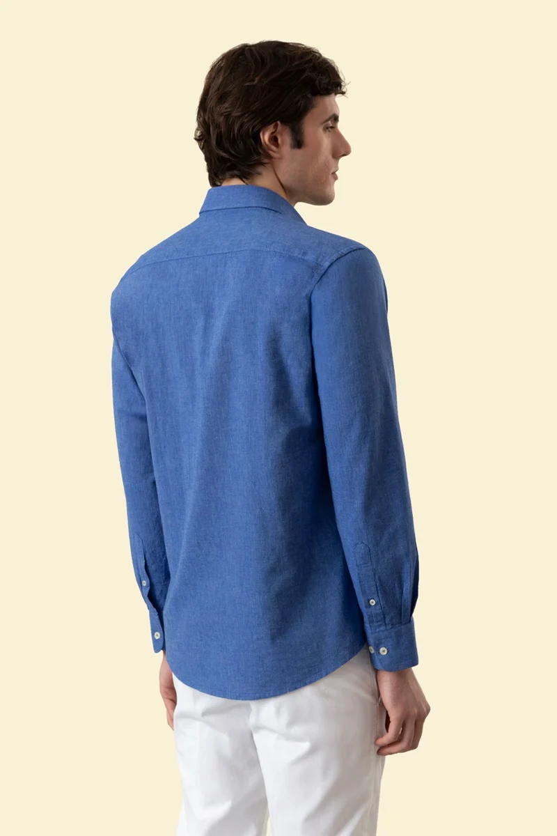 Camicia Button Down in misto lino cotone