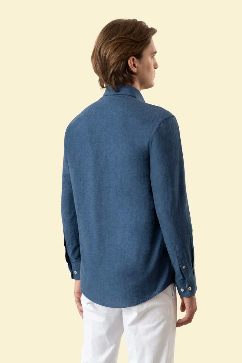 Camicia Button Down in misto lino cotone