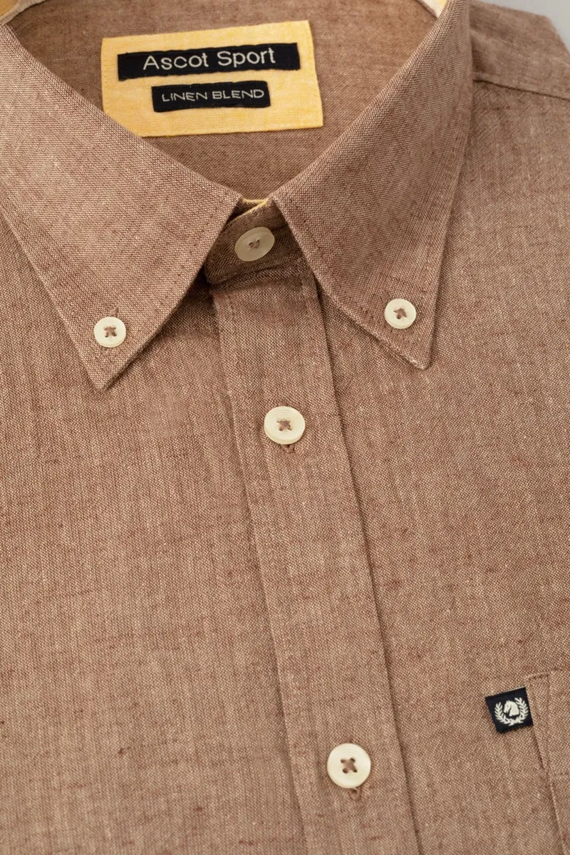 Camicia Button Down in misto lino cotone